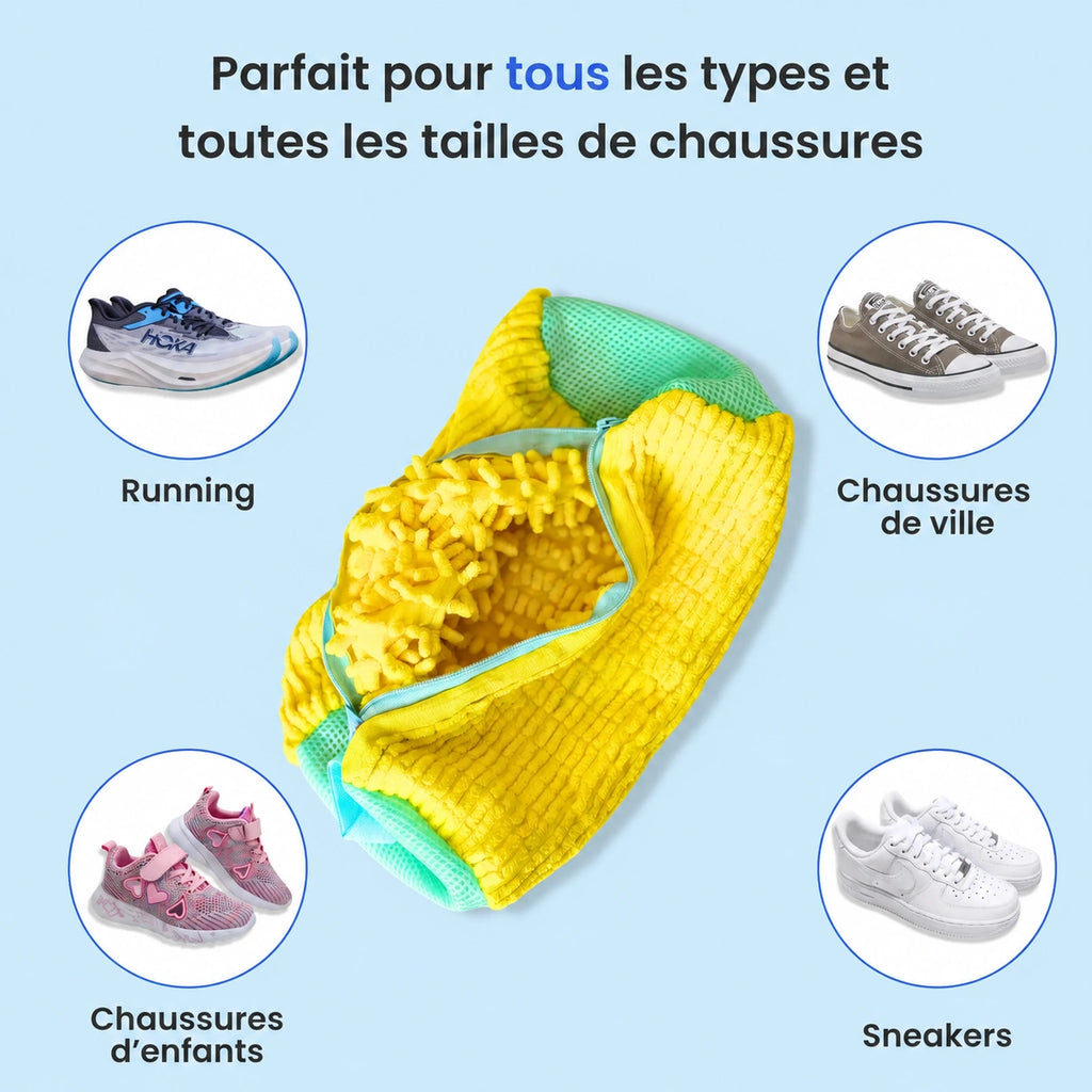 Coussin de nettoyage Maelune pour chaussures, conçu pour préserver la qualité lors du lavage en machine, en image.